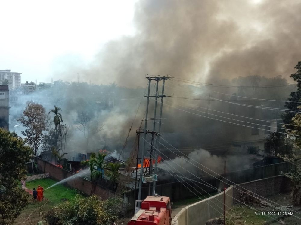 The massive at Sachü colony, Dimapur fire destroyed 12 houses and damaged three more on the morning of February 16. (Morung Photo)